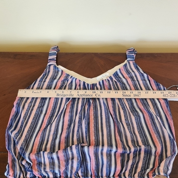 Nine Britton Misha Elastic Strap Cropped Striped Cami Elastic Hem Size L… - Picture 7 of 12